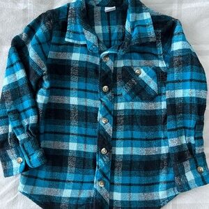 Boys 3T soft plaid flannel button down shirt long sleeve 100% cotton